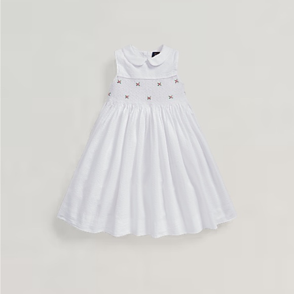 Ralph Lauren Smocked Cotton Seersucker Dress